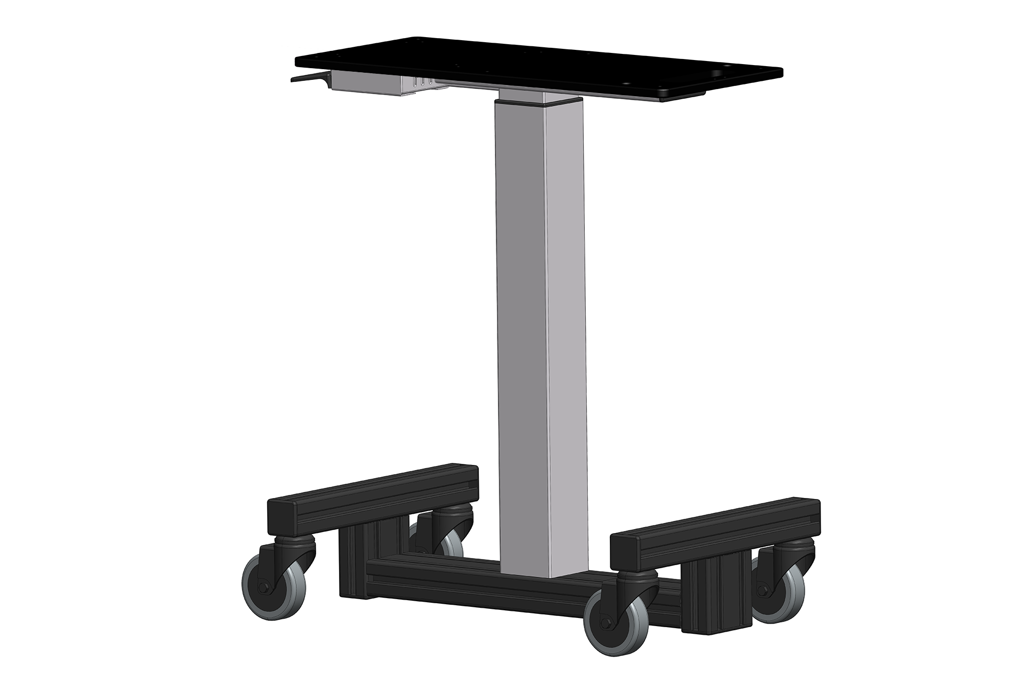 CUT_TROLLEY_004 mobile laboratory trolley with adjustable-height platform and lockable wheels for image quality testing equipment