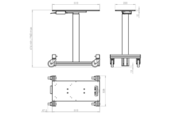 CUT_TROLLEY_004 mobile laboratory trolley with adjustable-height platform and lockable wheels for image quality testing equipment